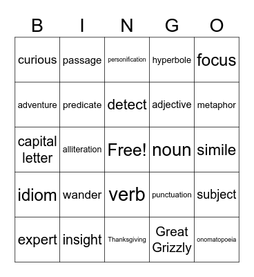 ELD Review Bingo Card