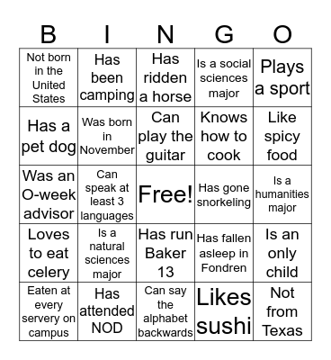 Untitled Bingo Card