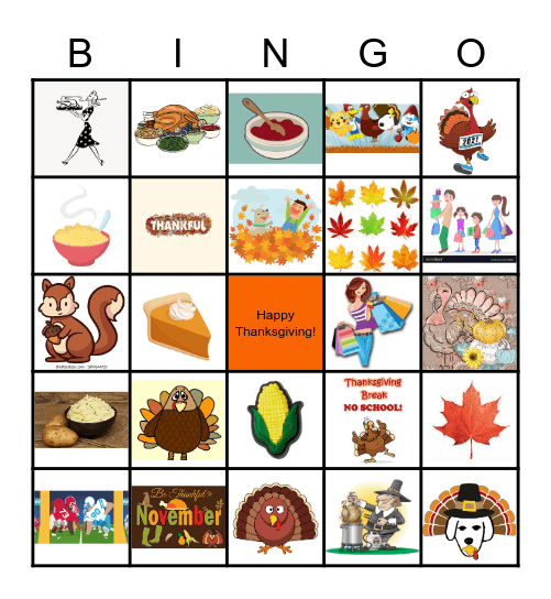 Thanksgiving Bingo Card