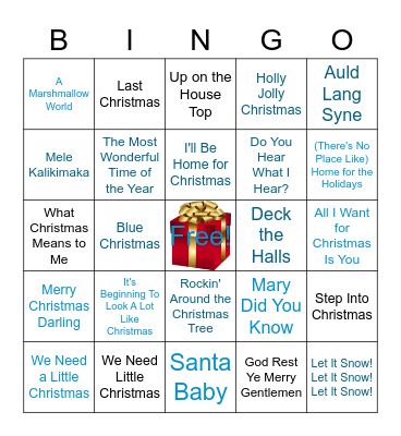 Holiday Music Bingo Card