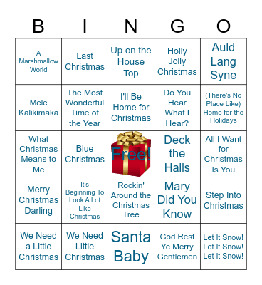 Holiday Music Bingo Card