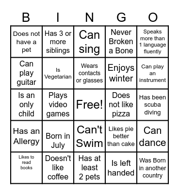 Get to know Bingo Card