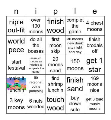 mario odyssey Bingo Card