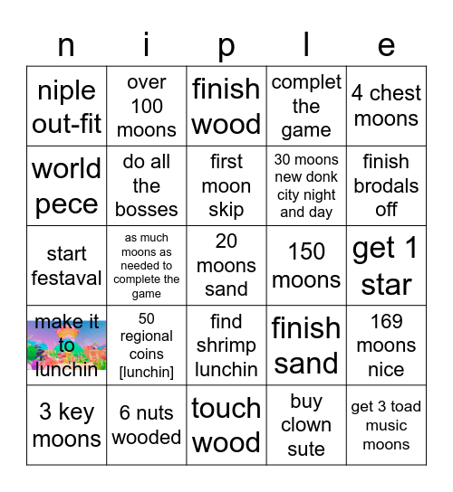 mario odyssey Bingo Card