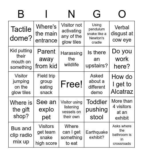 Floor Bingo Card