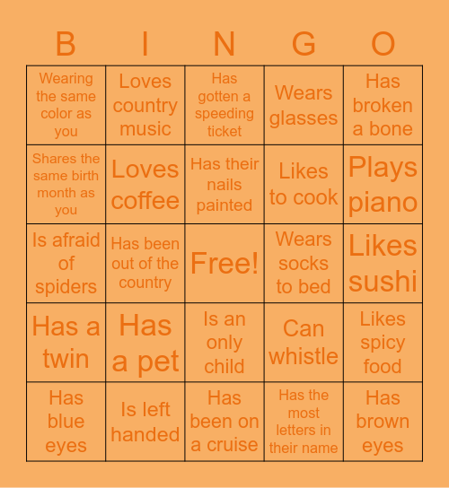 Find Someone Who... Bingo Card