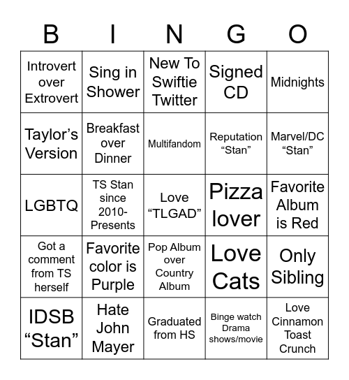 @Purified1989 Bingo Card