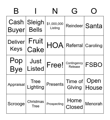 Real Estate Bingo Card