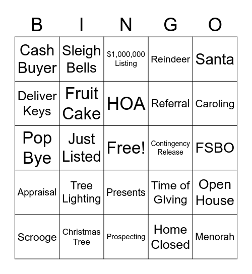 Real Estate Bingo Card