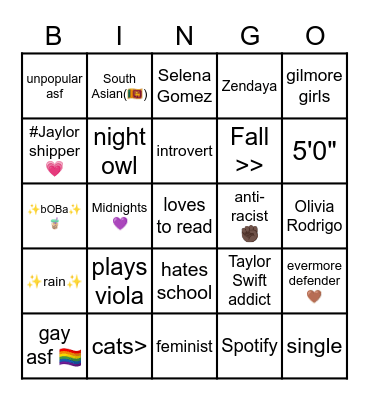 Anaya's bingo 🫶🏼 Bingo Card