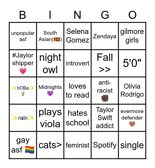 Anaya's bingo 🫶🏼 Bingo Card