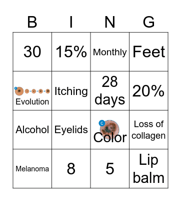 Healthy Skin Awareness Bingo Card