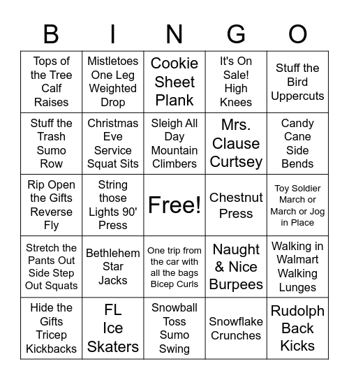 Turkey Burn Bingo Card