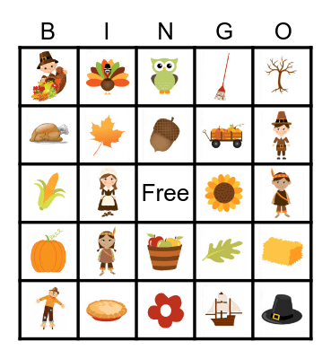 Thanksgiving P Bingo Card