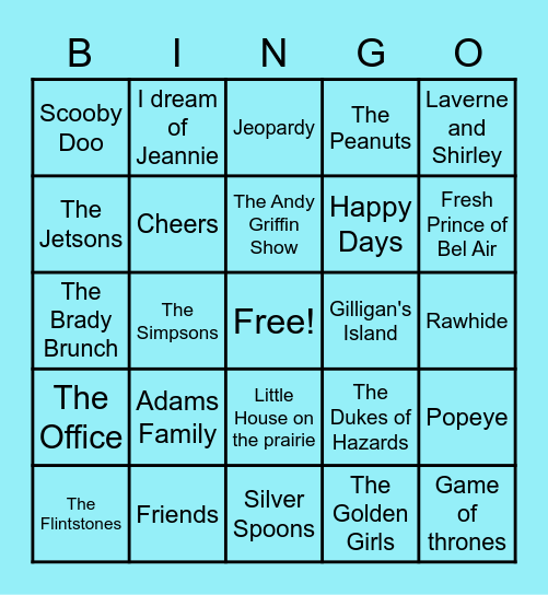 TV Theme Songs Bingo Card