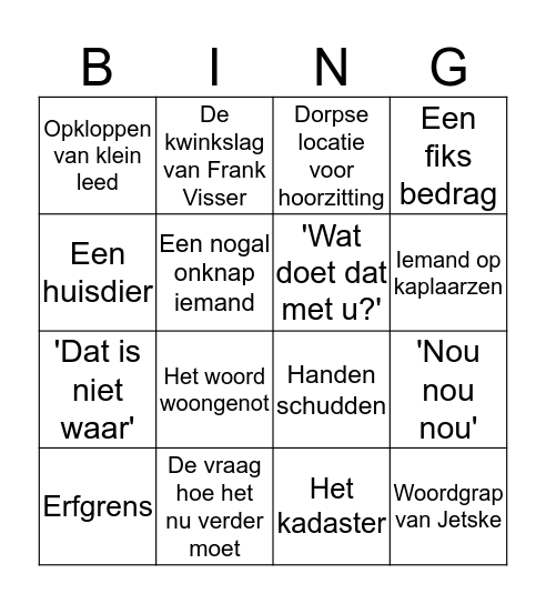 Rijdende Rechter Bingo Card