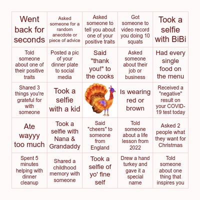 Fogg Thanksgiving Bingo Card