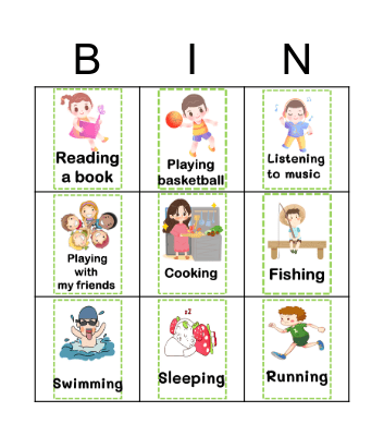 Hobbies Bingo Card