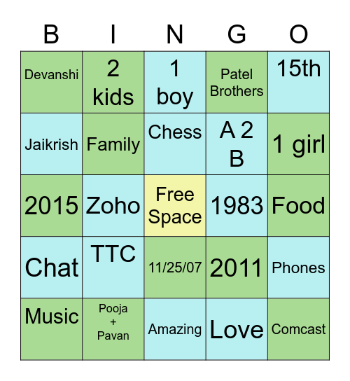 Pooja + Pavan Bingo Card
