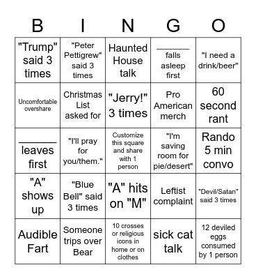Thanksgiving Bingo Card