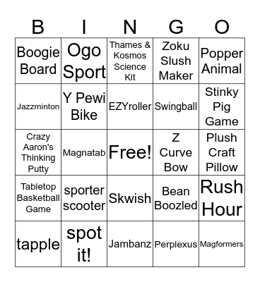 ToyTown Sales Bingo Card