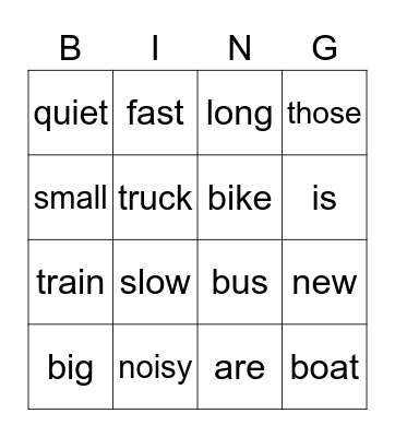 Unit.8 The Toy Store Bingo Card