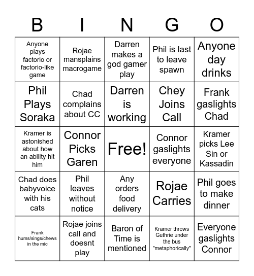 League Legends Bingo Play Extravaganza Bingo Card