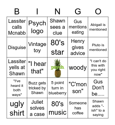 Psych Bingo Card