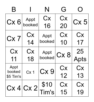 225 Call Hour Bingo Card