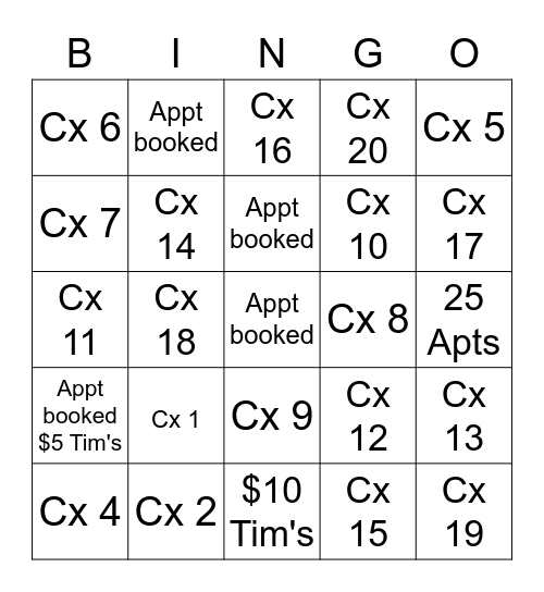225 Call Hour Bingo Card