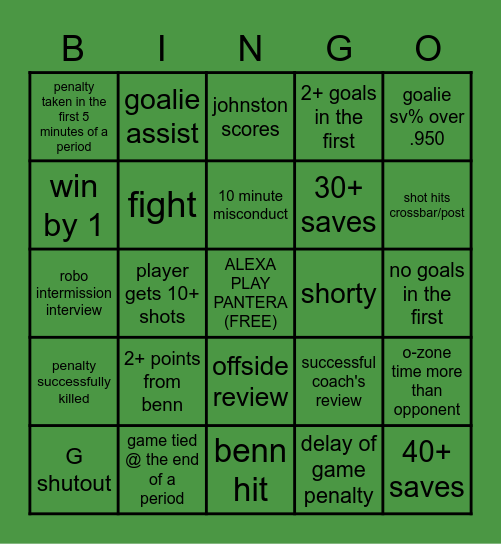 DALLAS STARS BINGO Card