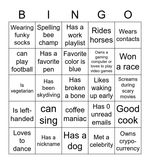 Human Bingo Card