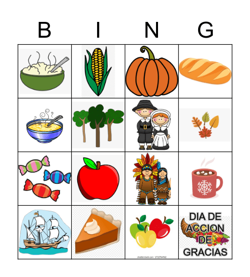 DIA DE ACCION DE GRACIAS Bingo Card