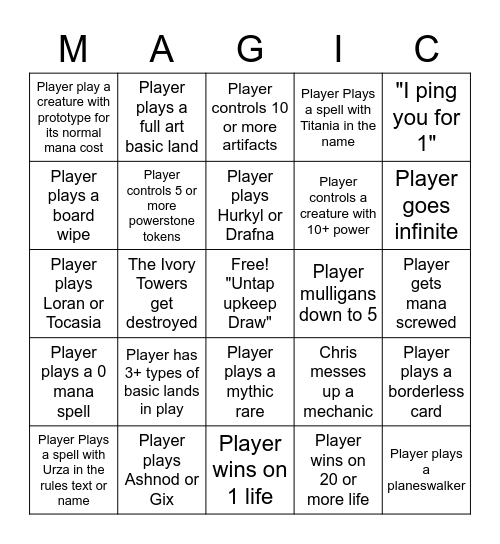 Brother's War Draft Bingo Card