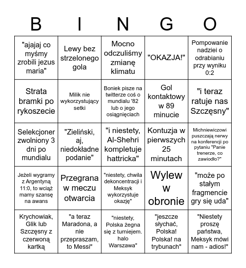 Katar 2022 Bingo Card