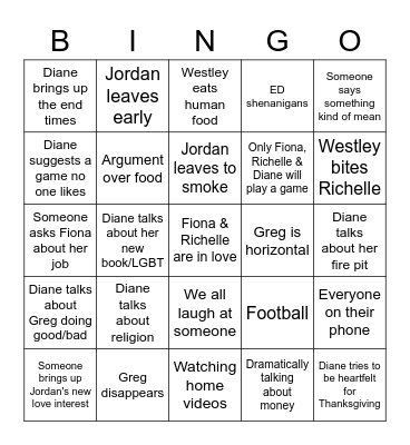 Mintz family bingo Card