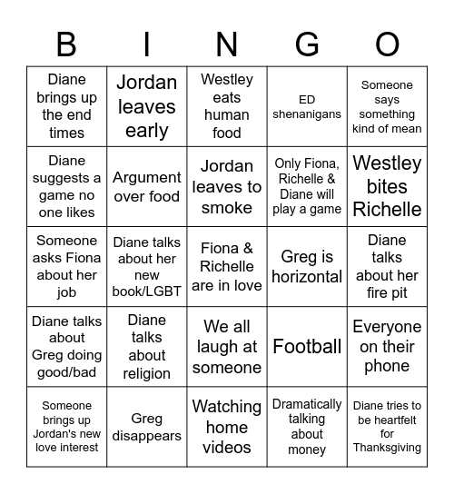 Mintz family bingo Card