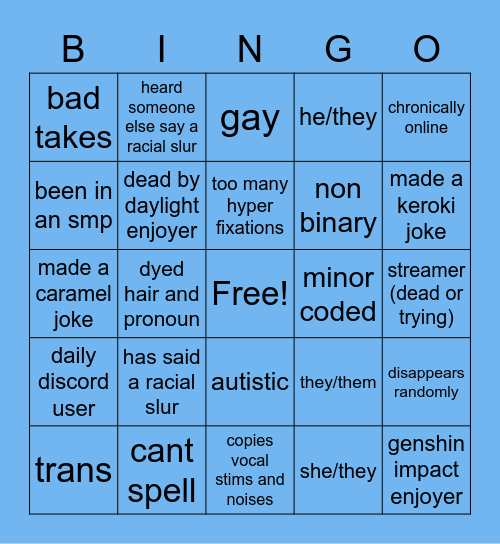 this friend group Bingo Card