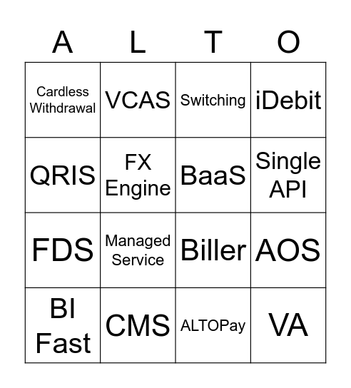 ALTO BINGO Card