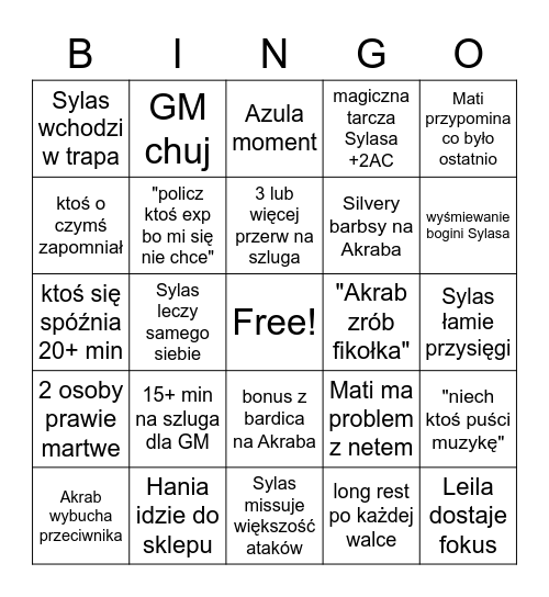 sesja bingo Card