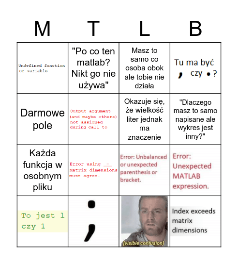 Matlab bingo Card