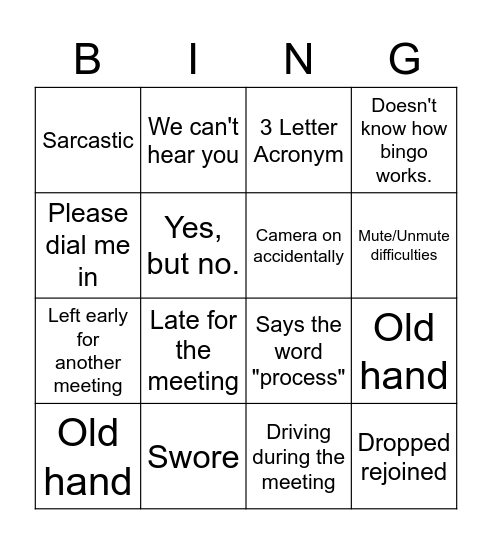 HA Teams Bingo Card