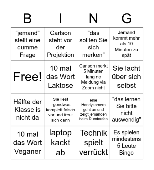 Ich hab da mal ne Frage Bingo Card