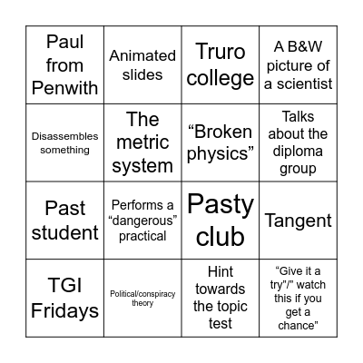 Dave Bingo Card