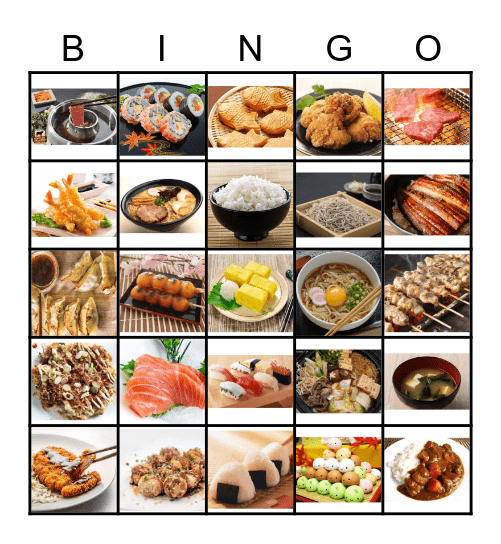 Japanese Food 2 Bingo Card