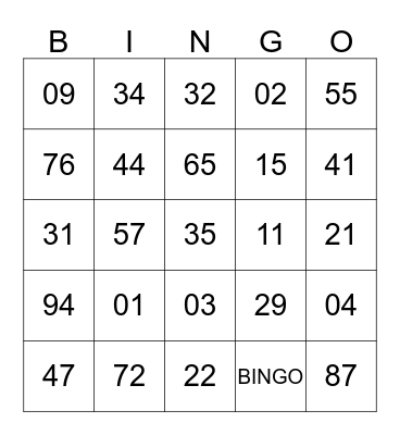 AMNAF GALA NITE 2015 Bingo Card