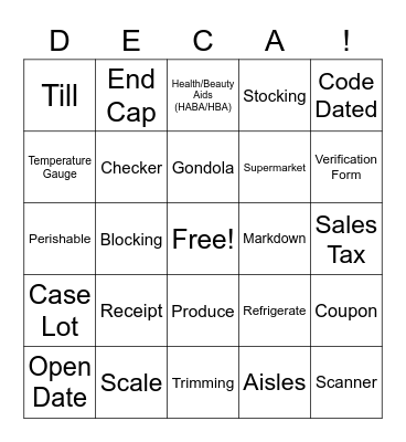 SUPERMARKET Vocab BINGO! Bingo Card
