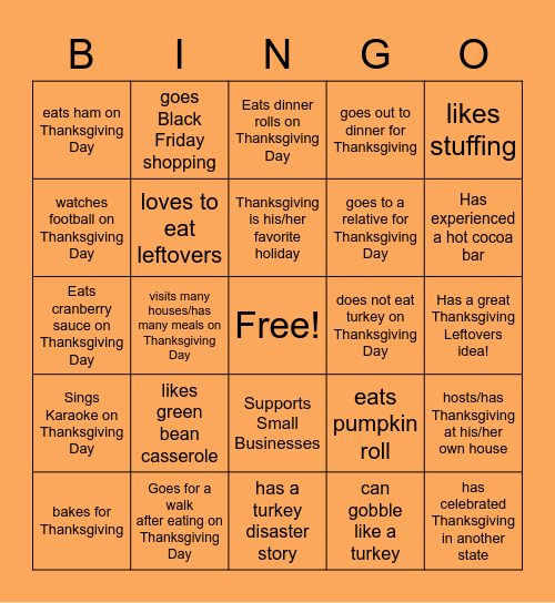 Operations Bingo Card