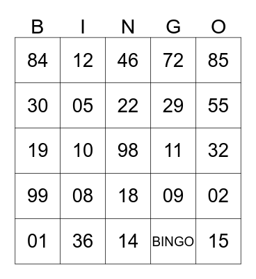 AMNAF GALA NITE 2015 Bingo Card