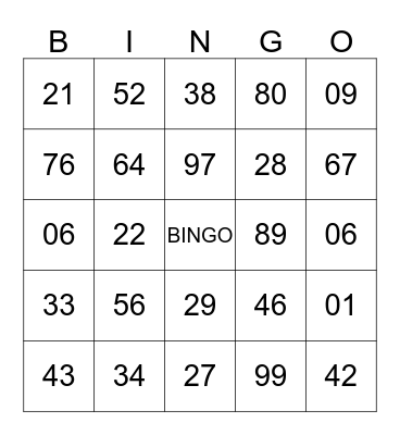 AMNAF GALA NITE 2015 Bingo Card